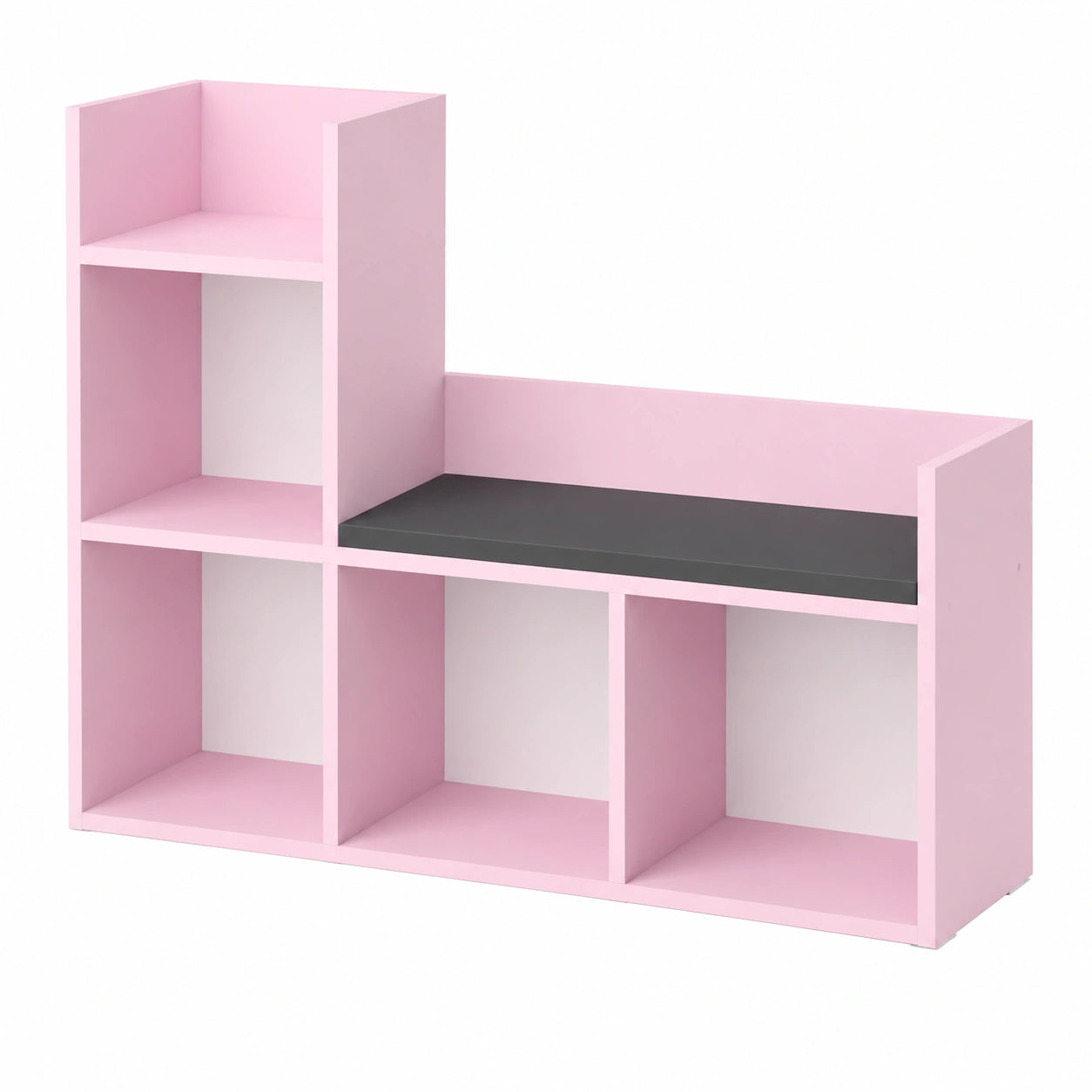 Vicco Kinderbank Luigi, Rosa, ohne Faltboxen, mit gepolstertem Sitz und 4 offenen Fächern, 107x88 cm