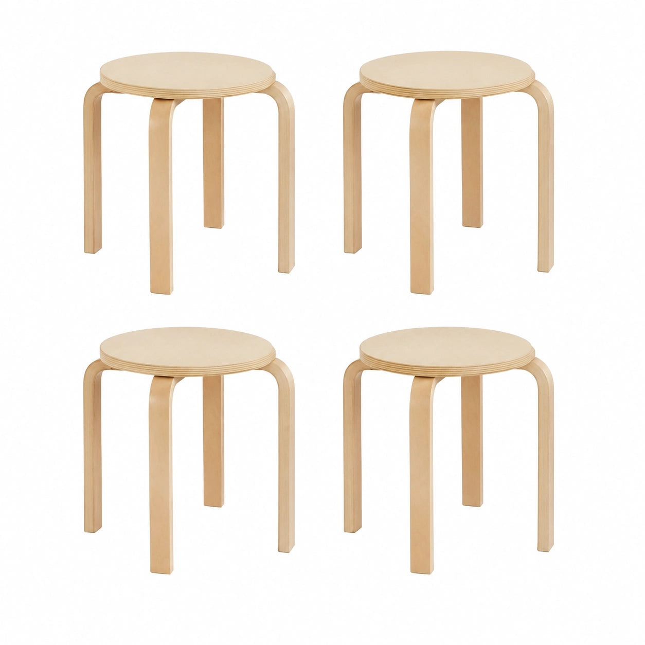 Kindersitzhocker Set aus Birkenholz, 4-teilig, naturbelassen