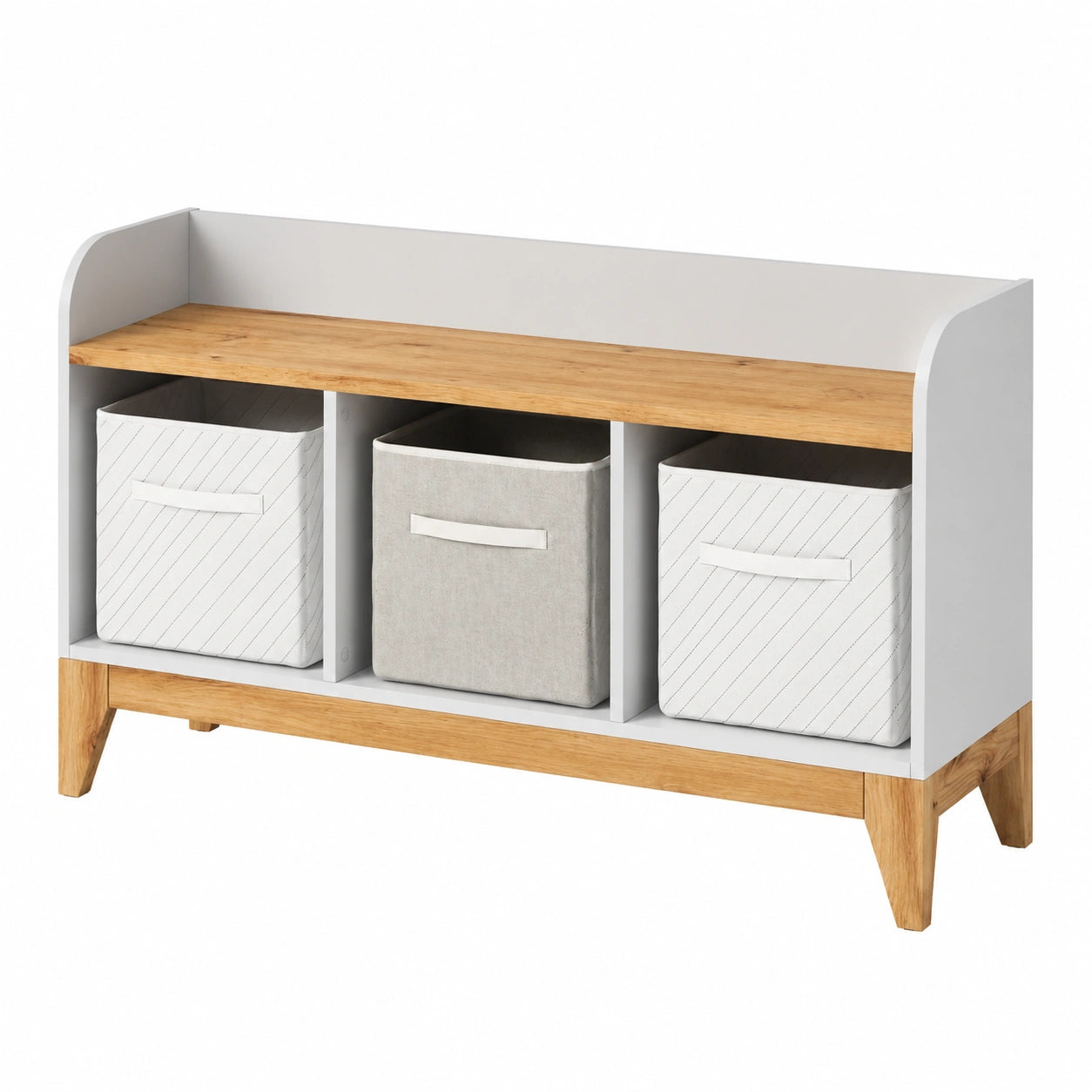 Livinity Kindersitzbank mit Stauraum in Weiß/Artisan, 107.2 x 63.8 cm, mit 2 praktischen Schubladen zur Spielzeugaufbewahrung