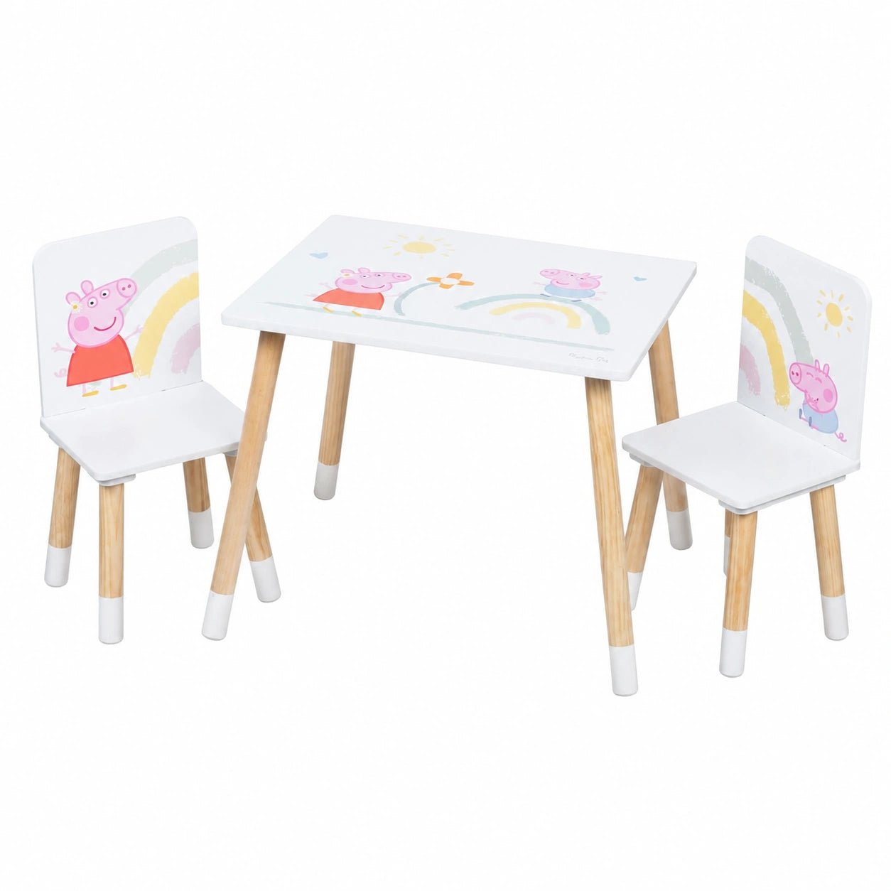 roba Kindersitzgruppe Peppa Pig - Tisch und Stühle Set für Kinder - Zeichentrick Design, Rosa, ab 18 Monaten
