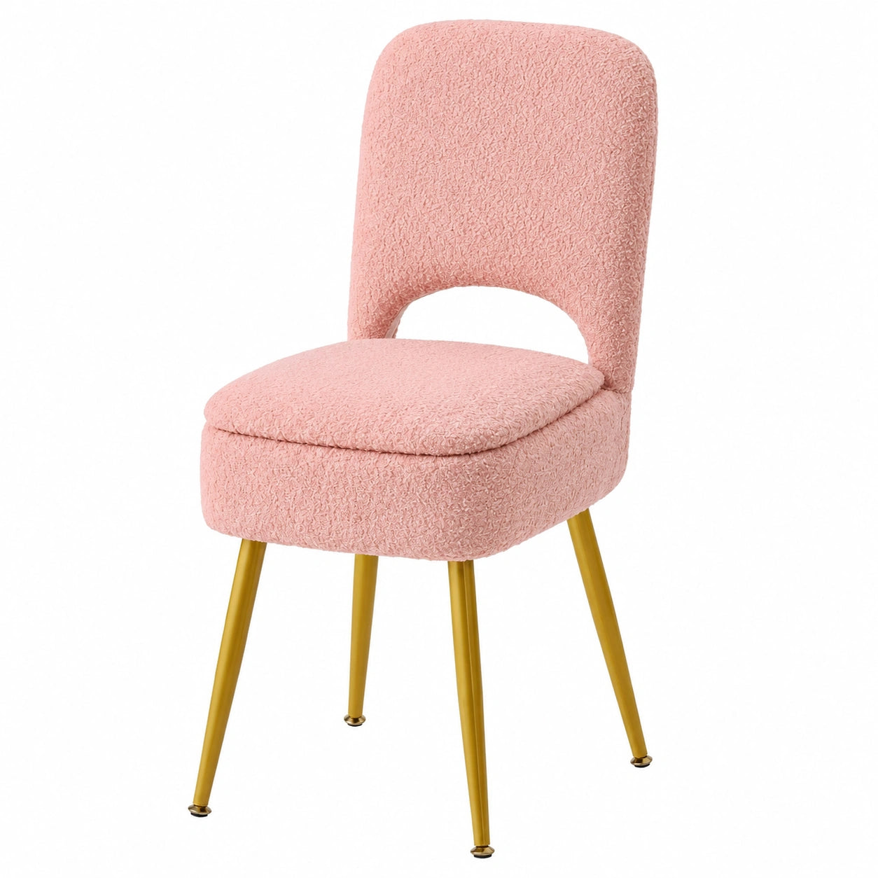 IBUYKE Samt-Hocker mit klappbarer Rückenlehne, 4 rutschfeste Metallbeine, 33x35x80cm, Rosa