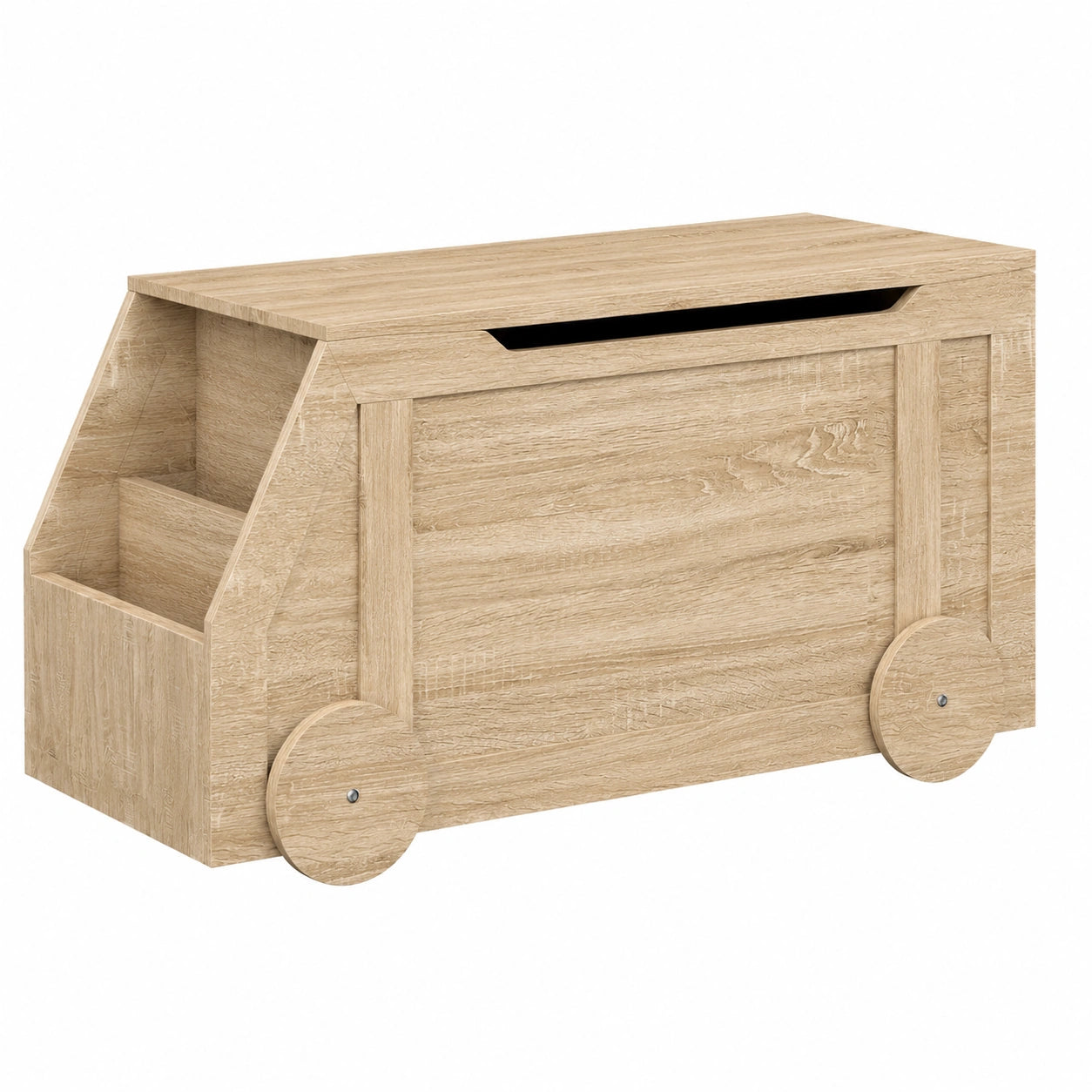 KEEPREAPER Sitzbank mit Stauraum und Deckel, 100 x 40 x 51 cm, vielseitige Spielzeugkiste für Kinderzimmer, Flur und Wohnzimmer, natürliche Holzoberfläche