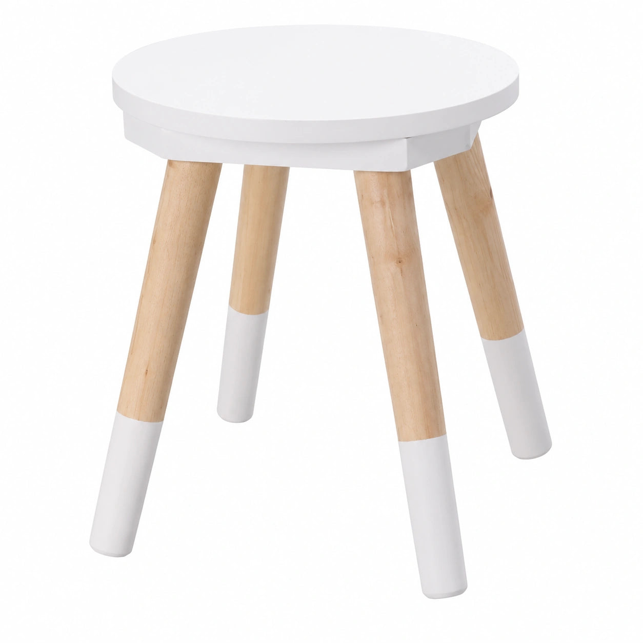 Holzhocker für Kinder - Weiß/Natur, 24x26 cm, Ideal für Blumen und Pflanzen im Kinderzimmer