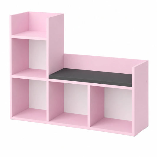 Vicco Kinderbank Luigi, Rosa, ohne Faltboxen, mit gepolstertem Sitz und 4 offenen Fächern, 107x88 cm