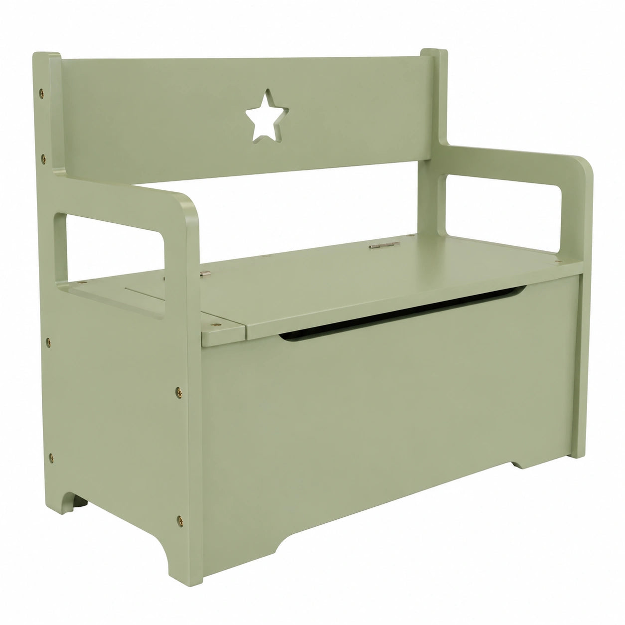 2-in-1 Retro Spielzeugkiste mit Sitzbank - Holz, Grün, 60x27x47 cm - Kindermöbel