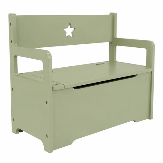 2-in-1 Retro Spielzeugkiste mit Sitzbank - Holz, Grün, 60x27x47 cm - Kindermöbel
