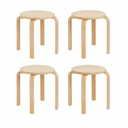 Kindersitzhocker Set aus Birkenholz, 4-teilig, naturbelassen