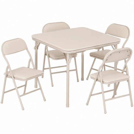 Garvee Klapptisch- und Stuhlset für Kinder, 5-teiliges Set für Jungen und Mädchen, Ideal für Esszimmer, Kita und Schule