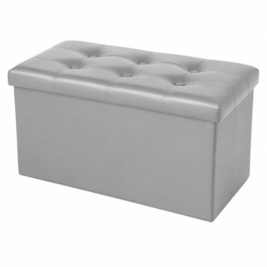 COSYLAND Faltbare Sitzbank mit Stauraum - Robust bis 200 kg - Eleganter Sitzhocker für Wohn- und Schlafzimmer in Grau