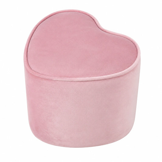 roba Kinderhocker Herz-Sofa - Komfortabler rosa Samthocker für das Kinderzimmer - Sitzhöhe 24 cm