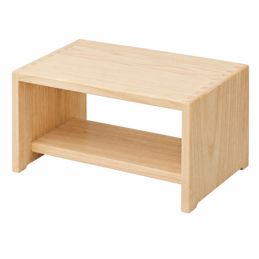 KIRIGEN Kinder-Tritthocker aus Paulownia-Holz, 2-stufig mit Stauraum und Anti-Rutsch-Pads, bis zu 136 kg belastbar, 39,5 x 29,5 x 18 cm, naturfarben