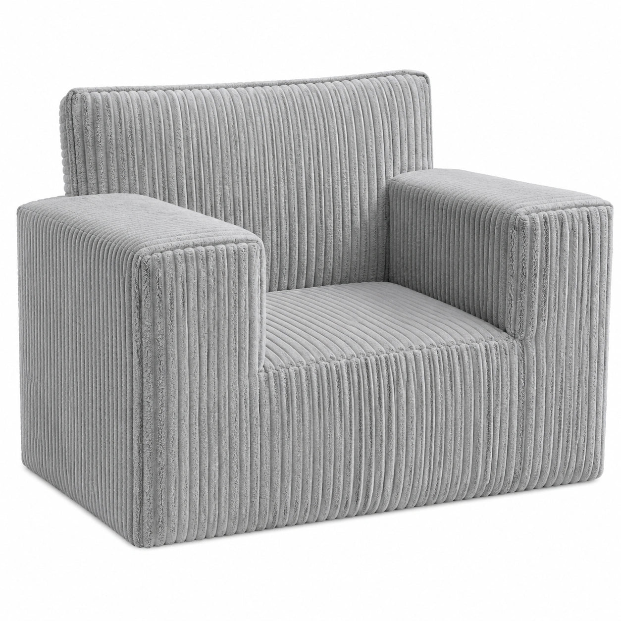FORTISLINE Kinder-Sessel aus Cord, 51x33x47 cm – Weich und Bequem, mit Abnehmbarem Bezug, Oeko-TEX Zertifiziert, Hergestellt in der EU, Hellgrau