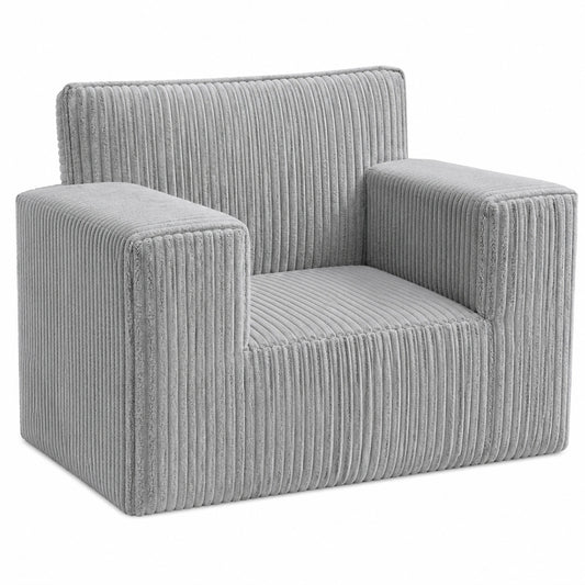 FORTISLINE Kinder-Sessel aus Cord, 51x33x47 cm – Weich und Bequem, mit Abnehmbarem Bezug, Oeko-TEX Zertifiziert, Hergestellt in der EU, Hellgrau