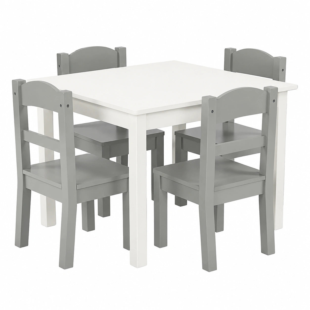 Humble Crew Kindertisch-Set aus Holz, Weiß/Grau, inkl. 4 Stühle, perfekt fürs Kinderzimmer