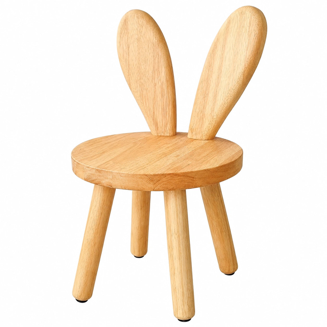 Kinderstuhl aus Massivholz mit Hasenohren-Design, runde Holz-Möbel für Kinder zum Essen, Lesen und Spielen