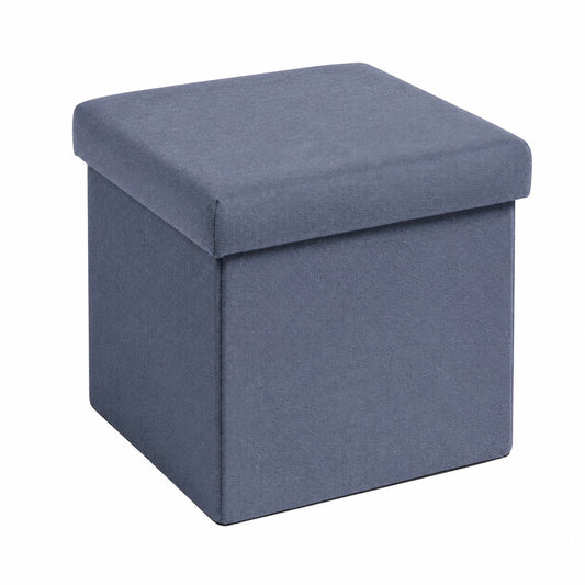Bonlife Faltbarer Sitzhocker mit Stauraum, Blau, 30x30x30cm